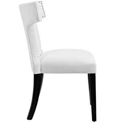 Chic Curve White Faux Leather Upholstered Parsons Side Chair