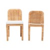 2pc ZariahRattan and Mahogany Wood Dining Chairs White/Natural Brown - Baxton Studio: Handcrafted, Cushioned, No Assembly Required - 3 of 4
