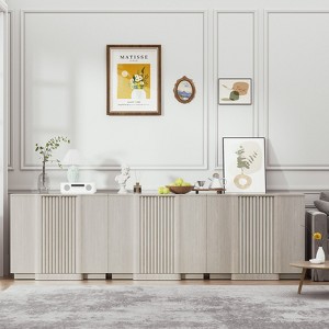 Brafabhome Curved Buffet Cabinet with Storage, Accent Sideboard Credenza with Fluted Door and Adjustable Shelves, Modern Living Room Media Console - 1 of 4