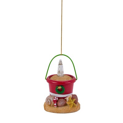Beachcombers Bucket with Lighthouse Ornament