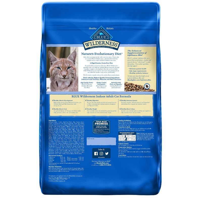 Blue Buffalo Wilderness Grain Free Indoor with Chicken Adult Premium Dry Cat Food - 11lbs, 3 of 7