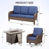Buenhomino Outdoor Patio Furniture with Fire Pit Table Outdoor Conversation Set PE Wicker Patio Couch Swivel Glider Chairs for Garden,Lawn,Deck - 4 of 4