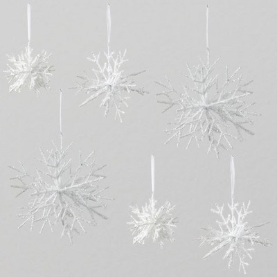 Sullivans Set of 6 Snowflake Ornament Kit 10"H, 7"H & 5"H White