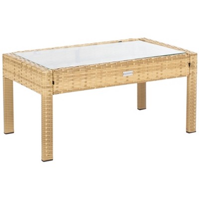 Bassey Natural Wicker 4-Piece Patio Set with White Cushions