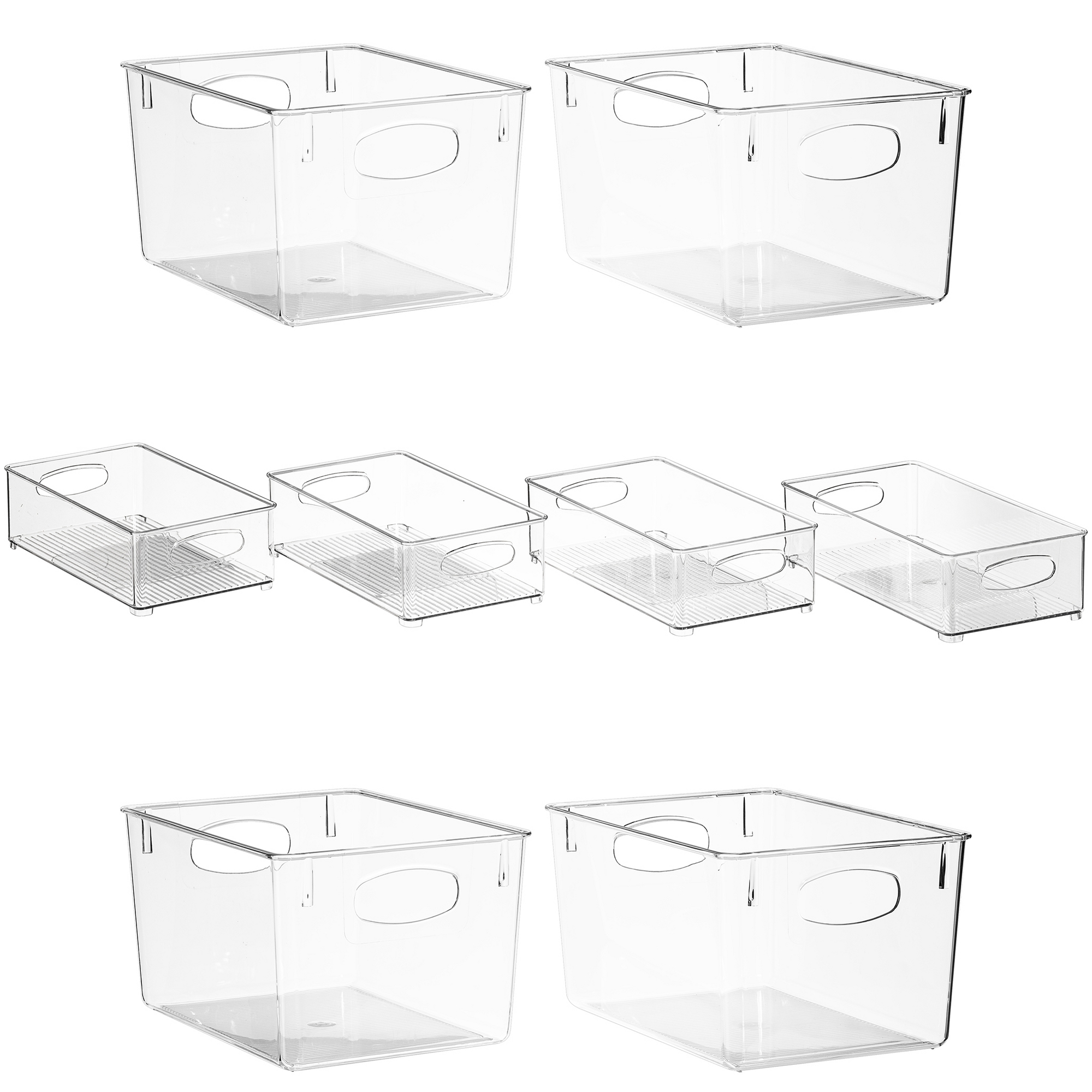 Sorbus 8 Piece Clear Plastic Storage Bins - for Kitchen, Fridge, Cabinet, Pantry Organization and Storage