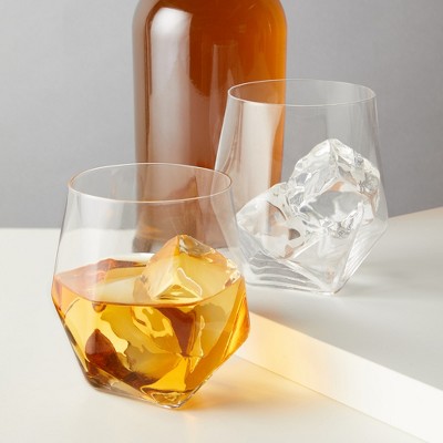 Seneca 11 oz Clear Faceted Lead-Free Crystal Lowball Tumblers Set