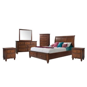6pc Channing Queen Storage Bedroom Set Cherry - Picket House Furnishings