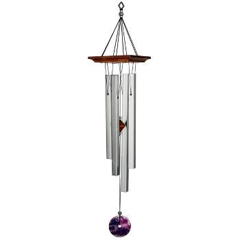 Woodstock Wind Chimes Signature Collection, Woodstock Amethyst Chime, Medium 30'' Silver Wind Chime WYBRM