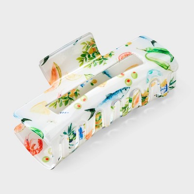 Rectangle Fruit and Vegetables Claw Hair Clip - Universal Thread™ White/Green