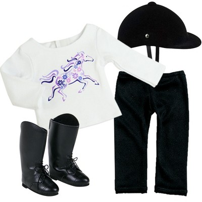 Sophia’s 4 Piece Horseback Riding Outfit with Riding Boots Set for 18'' Dolls, Black