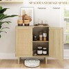 Bohemian Sideboard, 31.5" Buffet Cabinet with 2 Rattan Doors and Shelves for Living Room, Hallway - 4 of 4