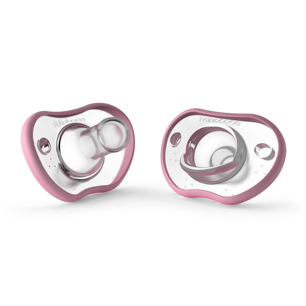nanobebe Flexy Silicone Pacifier 0-3 Months - Pink - 2pk