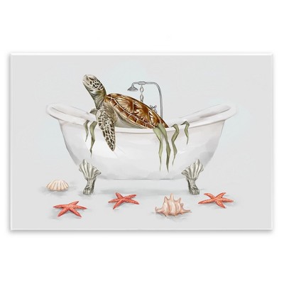Stupell Industries Nautical Turtle Bathtub Bathing Wall Plaque Art