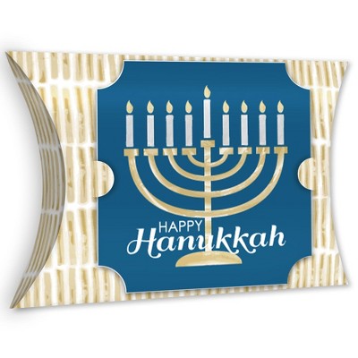 Big Dot of Happiness Happy Hanukkah - Favor Gift Boxes - Chanukah Holiday Party Large Pillow Boxes - Set of 12