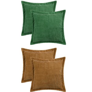 Unique Bargains 4 Pcs Solid Wide Bordered Corduroy Striped Throw Pillow Covers for Home Decorations - 1 of 4