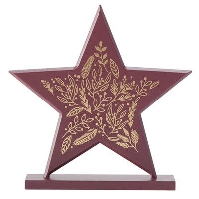 Blissful Burgundy and Gold Leaf Tabletop Star Decor