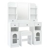 YOOCOZZ Vanity Table with Stool, Touchscreen LED Mirror, Glass Tabletop, Charging Station and Multiple Storage Space - White - 2 of 4
