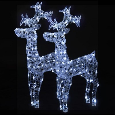 vidaXL Indoor & Outdoor LED Illuminated Acrylic Reindeer Christmas Decorations - 23.6"x6.3"x39.4" - Cold White LED Lights - 2 pcs Set