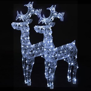 vidaXL Indoor & Outdoor LED Illuminated Acrylic Reindeer Christmas Decorations - 23.6"x6.3"x39.4" - Cold White LED Lights - 2 pcs Set - 1 of 4