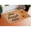 HomeRoots 17" X 29" Natural Yellow And Black Floral Live Love Laugh Outdoor  Coir Door Mat - 2 of 4
