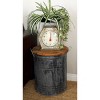 Olivia & May Farmhouse Tin and Wood Stool Gray: No Assembly Required, Metal Frame, Round Accent Table with Storage - 2 of 4