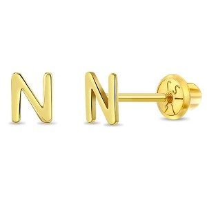 Girls' Itsy Bitsy Initial Letter Screw Back 14k Gold Earrings - In Season Jewelry - 1 of 4
