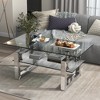 NicBex 2-Tier Rectangle Tempered Glass Coffee Table Center Dining Table with Open Shelf for Living Room - 2 of 4