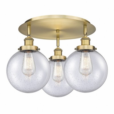Canton - 3 Light Flush Mount In Art Deco Style-11.88 Inches Tall and 19.75 Inches Wide
