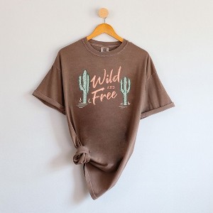 Simply Sage Market Women's Wild and Free Cactus Short Sleeve Garment Dyed Tee - 1 of 3