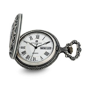 Black Bow Jewelry Charles Hubert Antique Chrome Finish Fisherman Pocket Watch - 1 of 4
