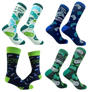 Crazy Dog T-Shirts Mens Funny Video Game Socks Bundle 4 Pack Socks With Awesome Graphics For Men - 1 of 4