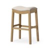 HomeRoots 31" Beige and Natural Fabric and Solid Wood Backless Bar Height Bar Chair - 4 of 4