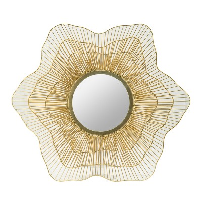 VYNXARIA Decorative Wall Mirrors - 27 Inch Starburst Metal Frame Round Mirror for Home Decor