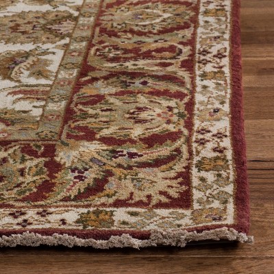 Ivory and Rust Hand-Knotted Wool Area Rug 6' x 9'
