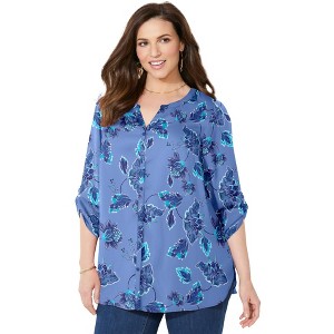 Catherines Women's Plus Size Breezeway Georgette Blouse - 1 of 4