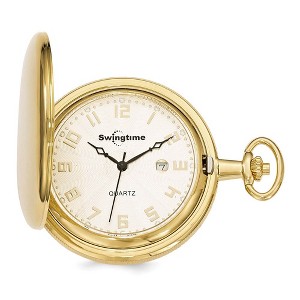 Black Bow Jewelry Swingtime Gold-finish Brass Quartz 48mm Pocket Watch - 1 of 4