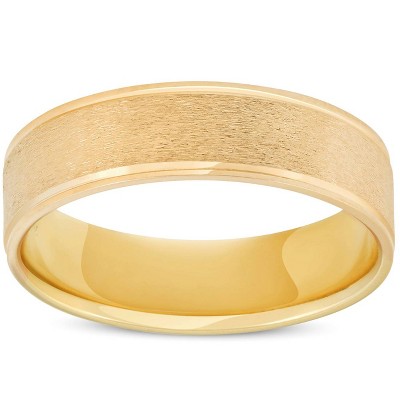 Pompeii3 6mm Brushed Round Polished Edge 10K Yellow Gold Wedding Band