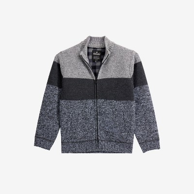 X RAY Boy's Full Zip Mock Neck Sweater With Fleece Lining