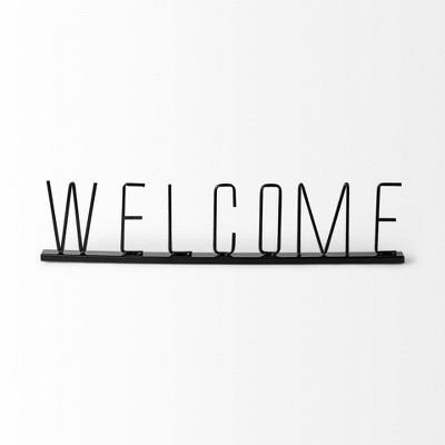 HomeRoots 24" Black Metal Welcome Sign Tabletop Sculpture