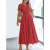 Coolmee Women Summer Maxi Dress Casual V Neck Short Sleeve Smocked Dresses Ruffle Tiered Hem Beach Party Long Flowy Sundresses - 3 of 4