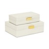 Cheung's Lithos Vintage Rectangular Style Set of 2 Boxes with Stitched Accents & Gold Handles - White - 3 of 4