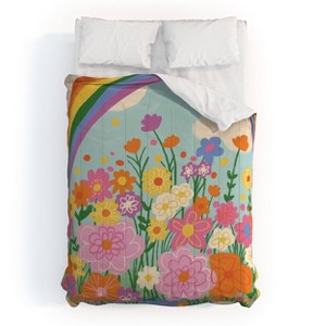 Deny Designs 3pc Full/Queen Gigi Rosado Happy Rainbow Comforter and Pillow Sham Set Blue: Abstract Design, Non-Woven Fabric - 1 of 4
