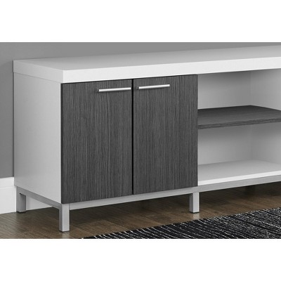 Contemporary White and Gray 60" TV Console with Cabinets