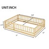 CAVINAS Kids Montessori Bed with Door,Modern Floor Bed with Fence,Twin/Full Size Toddler Bed for Bedroom Playroom,White/Brown - 3 of 4