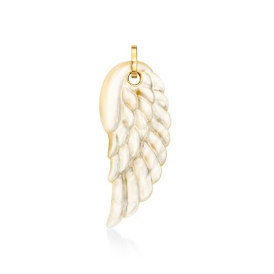 Ross-Simons Mother-Of-Pearl Angel Wing Pendant in 14kt Yellow Gold Size 1.75