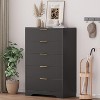 Modern Ribbed 5-Drawer Dresser with Waterproof Finish, Anti-Tip Design, Quiet Metal Rails, MDF Wood Grain, for Bedroom, Living Room, Kids Room - 3 of 4