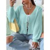 Women's Plus Size Cardigan Boutique Summer Top Hollow Out Open Knit Sweater Ladies Tie Front Shrug - 3 of 4