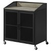ORRD Black 2-Door Mobile Home Bar Cabinet with Casters, Sandy Black Finish with Grey Wash Top, Rolling Wine & Storage Cart for Living Room - 2 of 4