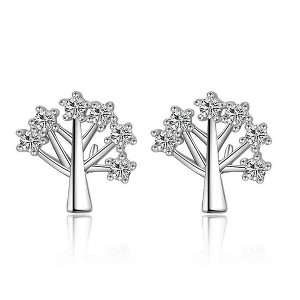 Tree of Life Stud Earrings Cz Plated Womens Ginger Lyne Collection - 1 of 4