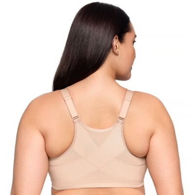 Glamorise Womens WonderWire Front-Closure Posture Back Underwire Bra 9265 Café 38D